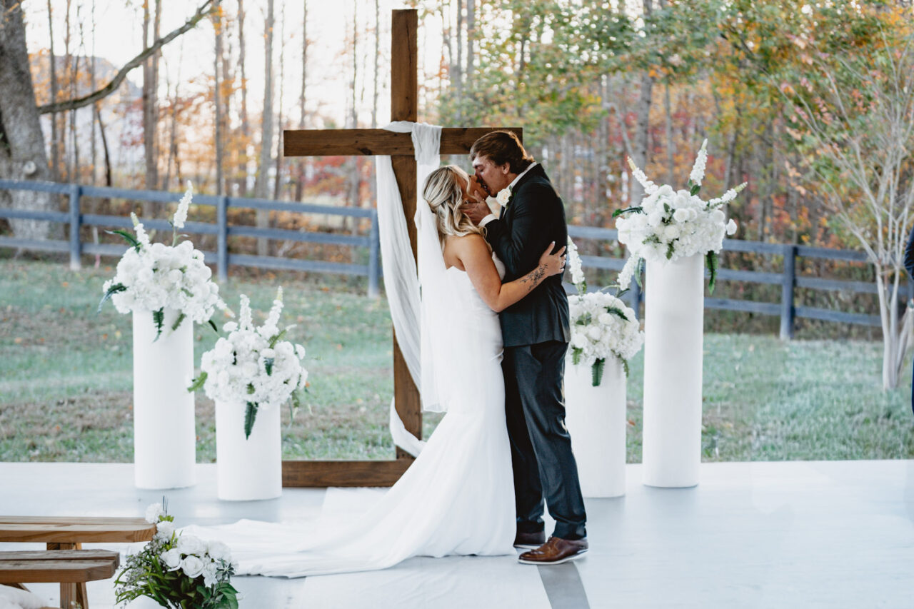 Bride and Groom Kiss